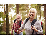   Active Seniors, Forest, Fun, Hiking, Older Couple