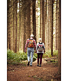   Forest, Holding Hands, Hiking, Older Couple