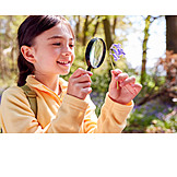  Girl, Nature, Magnifying Glass, Discover