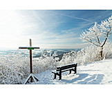   Winter, Bench, View, Hörsel Mountain