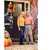   House, Couple, Decorate, Halloween