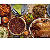   Truthahn, Festessen, Thanksgiving, Kürbiskuchen