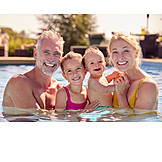   Portrait, Happy, Summer, Pool, Bathing, Grandparent, Summer Vacation, Grandchildren