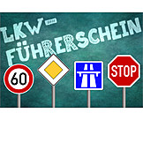   Truck, Traffic Sign, Driver's License, Driving School