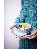   Woman, Carrying, Breakfast, Cereal, Granola