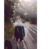   Young Woman, Dog, Spain, Excursion, Road, Smoke Cloud