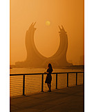   Woman, Silhouette, Sunset, Doha