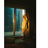   Young Woman, Hotel, Window, Doha