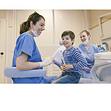   Boy, Smiling, Treatment, Explaining, Dentist, Teeth Brushing