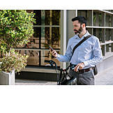   Businessman, Bicycle, Smart Phone, Commuter
