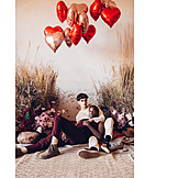   Couple, Love, Balloon, Valentine's Day, Heart, Hug, Gay