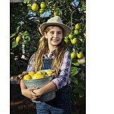   Girl, Harvest, Portrait, Lemon