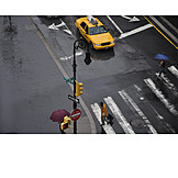   New York, Crosswalk, Rainy