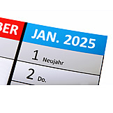   Kalender, Neujahr, 1. Januar, 2025