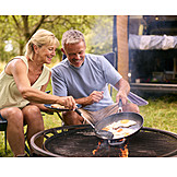   Cooking, Outdoor, Camping, Older Couple
